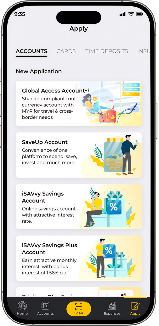 Step 1 — Select Global Access Account-i from the account list