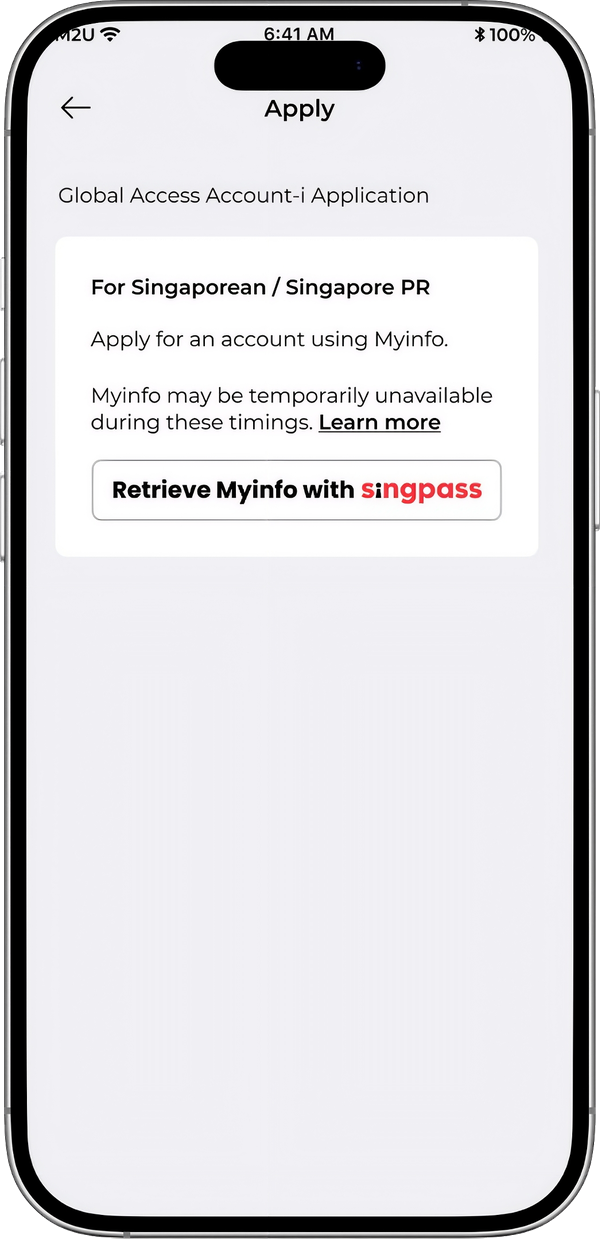 Step 3 — Retrieve your details securely with Singpass Myinfo