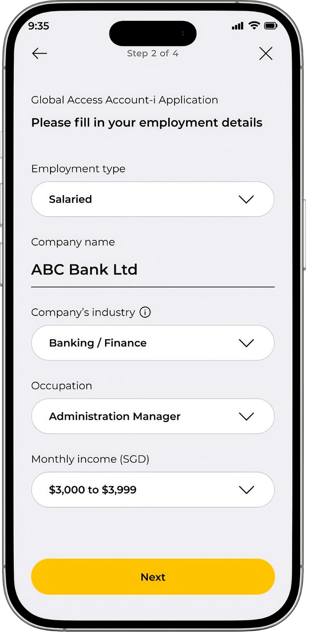 Step 4 — Fill in your employment and income details