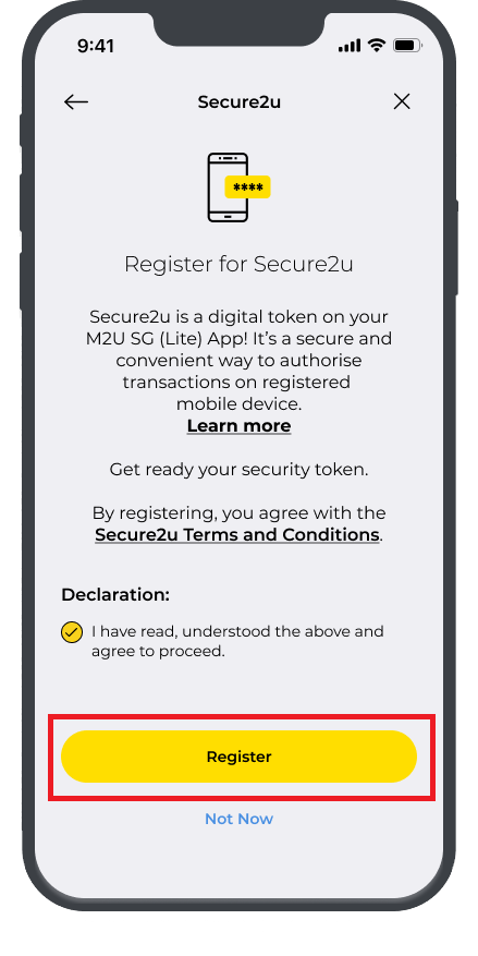 Download the new maybank app and register for secure2u